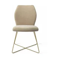 chaise de salle à manger beige funky fudge avec pieds croisés métal doré ikata - jesp