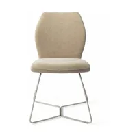 chaise de salle à manger beige funky fudge avec pieds hexagone métal argenté ikata -