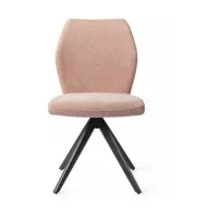 chaise de salle à manger rose anemone avec pieds rotatifs métal noir ikata - jesper h