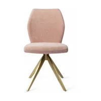 chaise de salle à manger rose anemone avec pieds rotatifs métal doré ikata - jesper h