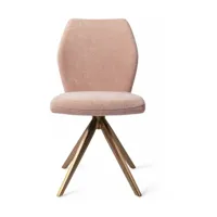 chaise de salle à manger rose anemone avec pieds rotatifs métal rose ikata - jesper h