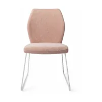 chaise de salle à manger rose anemone avec pieds élégants métal blanc ikata - jesper