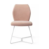 chaise de salle à manger rose anemone avec pieds hexagone métal blanc ikata - jesper