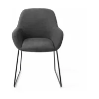 chaise de salle à manger noire black-out avec pieds élégants métal noir kushi - jespe