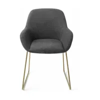 chaise de salle à manger noire black-out avec pieds élégants métal doré kushi - jespe