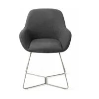 chaise de salle à manger noire black-out avec pieds hexagone métal argenté kushi - je