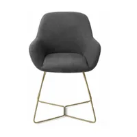 chaise de salle à manger noire black-out avec pieds hexagone métal doré kushi - jespe
