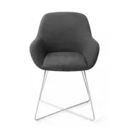 chaise de salle à manger noire black-out avec pieds croisés métal blanc kushi - jespe