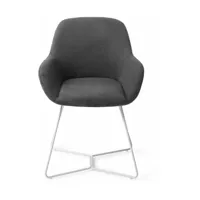chaise de salle à manger noire black-out avec pieds hexagone métal blanc kushi - jesp