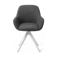 chaise de salle à manger noire black-out avec pieds rotatifs métal blanc kushi - jesp