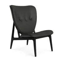 fauteuil lounge en chêne noir avec rembourrage en cuir anthracite elephant - norr11