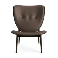 fauteuil lounge en chêne fumé avec rembourrage en cuir marron foncé elephant - norr11