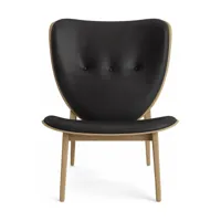 fauteuil lounge en chêne naturel avec rembourrage en cuir anthracite elephant - norr1
