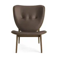 fauteuil lounge en chêne fumé clair avec rembourrage en cuir marron foncé elephant -