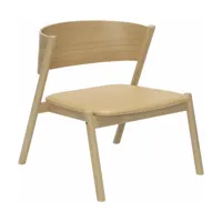 fauteuil en chêne naturel et cuir beige oblique - hübsch