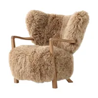 fauteuil lounge en chêne et mouton wulff atd2 - &tradition