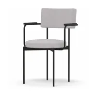 chaise avec accoudoirs en tissu gris kidstone et acier noir yoredale - hkliving