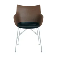 chaise avec accoudoirs marron en bois plaqué q/wood - kartell