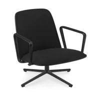 chaise de bureau basse pivotante en aluminium noir océanique 43,5 cm pad lounge - nor
