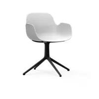 chaise de bureau avec accoudoirs en polypropylene blanche et noire swivel 4l blanc -
