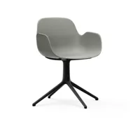 chaise de bureau avec accoudoirs en polypropylene grise et base noire swivel 4l grey