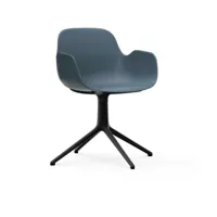 chaise de bureau avec accoudoirs en polypropylene bleue et base noire swivel 4l bleu