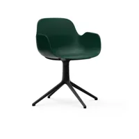 chaise de bureau avec accoudoirs en polypropylene verte et base noire swivel 4l vert