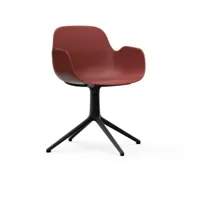 chaise de bureau avec accoudoirs en polypropylene rouge et base noire swivel 4l rouge