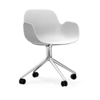 chaise de bureau à roulettes avec accoudoirs en polypropylene blanche swivel 4w blanc