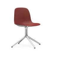 chaise de bureau en polypropylène rouge et pieds aluminium swivel 4l - normann copenh