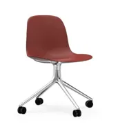 chaise de bureau à roulettes en polypropylène rouge swivel 4w rouge - normann copenha
