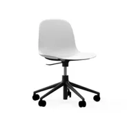chaise de bureau réglable à roulettes en pp blanche et base noire swivel 5w blanc - n
