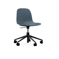 chaise de bureau réglable à roulettes en pp bleue et noire swivel 5w bleu - normann c