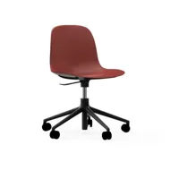 chaise de bureau réglable à roulettes en pp rouge et noire swivel 5w rouge - normann