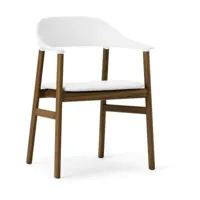 chaise avec accoudoirs en chêne teinté et cuir blanc herit spectrum leather blanc - n