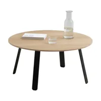 table lounge ronde en chêne naturel et acier noir 78 x 38 cm springback- cruso