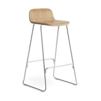 chaise de bar en chêne naturel et acier chrome 75 cm - normann copenhagen