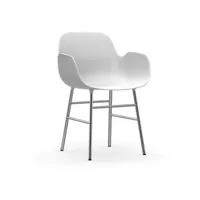 chaise avec accoudoirs en chrome et pp blanc form - normann copenhagen