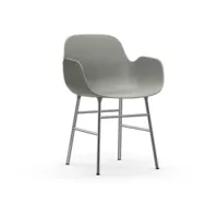 chaise avec accoudoirs en chrome et pp gris form - normann copenhagen
