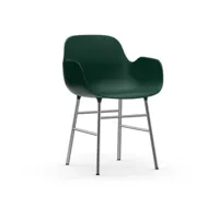 chaise avec accoudoirs en chrome et pp vert form - normann copenhagen