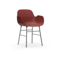 chaise avec accoudoirs en chrome et pp rouge form - normann copenhagen
