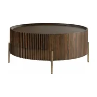 table basse ronde en bois marron 90 x 40 cm pogoro - versmissen