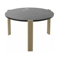 table basse ronde en acier beige et marbre noir 45 x 80 cm tribus - aytm