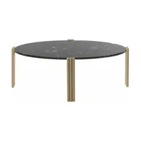 table basse ovale en acier beige et marbre noir 92,4 x 47,6 cm tribus - aytm