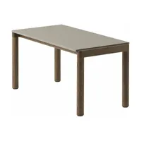 table basse en grès taupe lisse et chêne foncé 85 x 40 cm couple - muuto