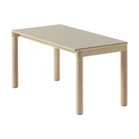 table basse en grès beige sable wavy et chêne naturel 85 x 40 cm couple - muuto