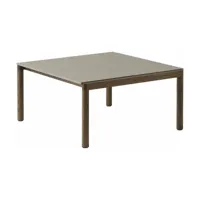 table basse en grès taupe lisse et chêne foncé 85 x 80 cm couple - muuto