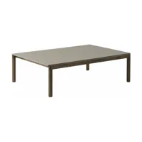 table basse en grès taupe lisse et chêne foncé 85 x 120 cm couple - muuto