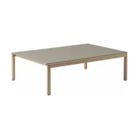 table basse en grès taupe lisse et chêne naturel 85 x 120 cm couple - muuto