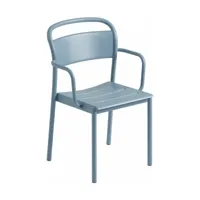 chaise d'extérieur avec accoudoirs en acier bleu ciel linear - muuto
